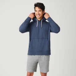 Men's Sueded Flex Hoodie -Refined Fashion 14AMAF2504 NAVY HEATHER 0011