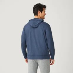 Men's Sueded Flex Hoodie -Refined Fashion 14AMAF2504 NAVY HEATHER 0067