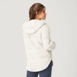 Women's Sierra Butter Pile® Hoodie -Refined Fashion 362LOF2806 CREAM DOTTED AZT FC129 1398