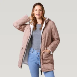 Women's Stratus Lite Reversible Long Jacket -Refined Fashion 462 LOF12302R Mushroom 2208 FW 069