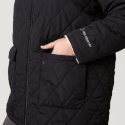 Women's Plus Size Stratus Lite Reversible Long Jacket -Refined Fashion 462 LOF12302X Black 2208 FW 042