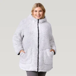 Women's Plus Size Stratus Lite Reversible Long Jacket -Refined Fashion 462 LOF12302X Black 2208 FW 065