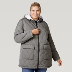 Women's Plus Size Stratus Lite Reversible Long Jacket -Refined Fashion 462 LOF12302X Olive Vine 2208 FW 017