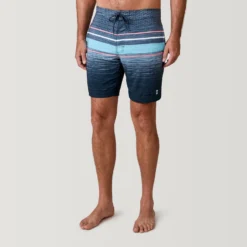Men's Diamond Plate Stripe Surf Swim Short -Refined Fashion 488MSS35041619CORALSAND 2302 SS23 012