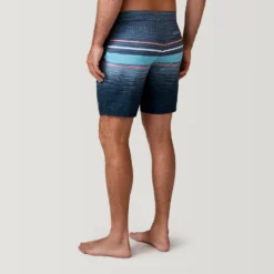 Men's Diamond Plate Stripe Surf Swim Short -Refined Fashion 488MSS35041619CORALSAND 2302 SS23 021