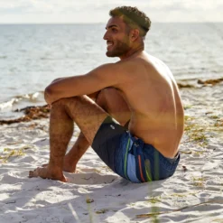 Men's Diamond Plate Stripe Surf Swim Short -Refined Fashion 488MSS3504 A024 014 scaled