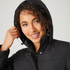 Women's FreeCycle® Lansby Long Puffer Jacket -Refined Fashion 513 LOF2703 BLACK 2516