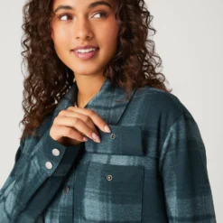 Women's Luxe+ Sherpa Lined Shirt Jacket 15 Women's Luxe+ Sherpa Lined Shirt Jacket -Refined Fashion J53LAF2449 PINE FA73 0251