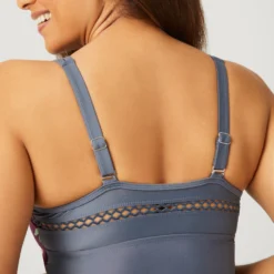 Women's Summer Bouquet Highneck Tankini Top -Refined Fashion SA2106149 PEONY CLOUD GREY 134