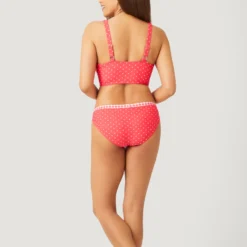 Women's Polka Dot/Gingham Ruffle Bikini Top -Refined Fashion SA2216137139 POPPY RED WHITE 052