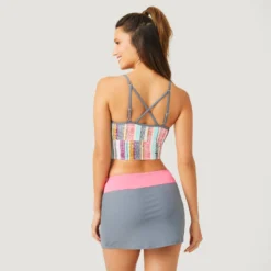 Women's Striped V-Neck Croptini Top -Refined Fashion SA2220157 PEONY 062