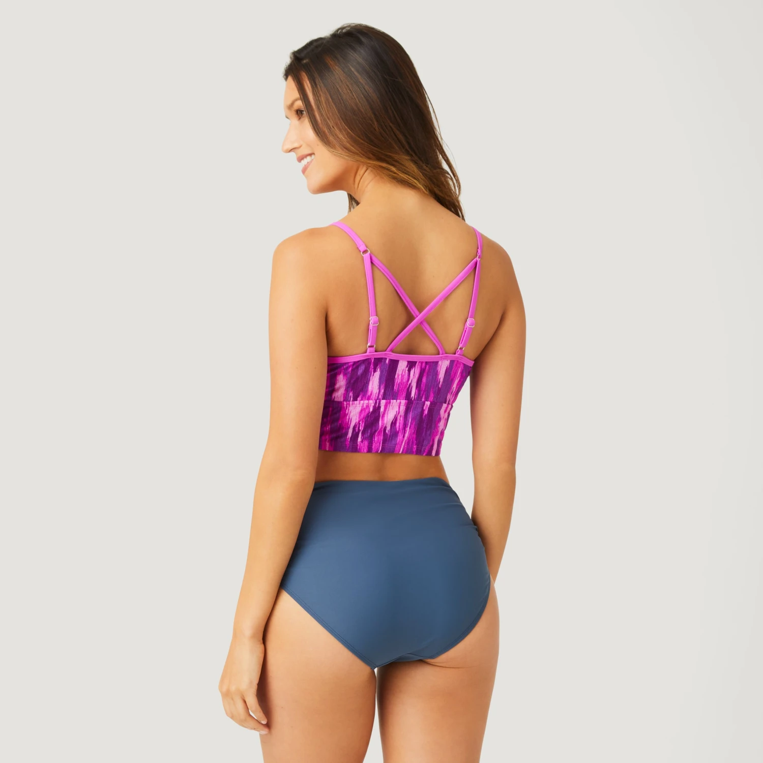 Women's Abstract Ikat V-Neck Croptini Top 3 Women's Abstract Ikat V-Neck Croptini Top - Image 3