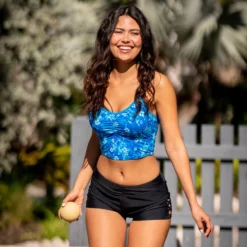 Women's Floral Camo V-Neck Croptini Top -Refined Fashion SA2220159FC LS 001