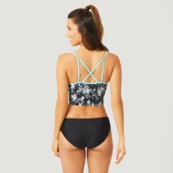 Women's Floral Camo V-Neck Croptini Top -Refined Fashion SA2220159 BLACK PALE ARUBA 116