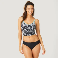 Women's Floral Camo V-Neck Croptini Top -Refined Fashion SA2220159 BLACK PALE ARUBA 124