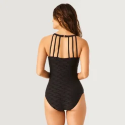 Women's Strappy Back One-Piece Swimsuit -Refined Fashion SH2001 BLACK 431
