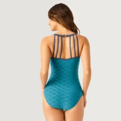 Women's Strappy Back One-Piece Swimsuit -Refined Fashion SH2001 LAGOON SLATE 813