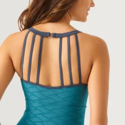 Women's Strappy Back One-Piece Swimsuit -Refined Fashion SH2001 LAGOON SLATE 831