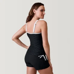 Women's Double Strap Keyhole Tankini Top -Refined Fashion SHRLSS3105BLACK 2302 SS23 030