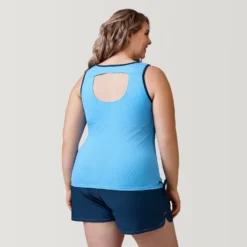 Women's Plus Size Full Side Shirring Tankini Top -Refined Fashion SIRLSS3180XSKY 2302 SS23 051