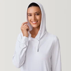 Women's Hooded Pullover UPF Sunshirt -Refined Fashion SPLSS3819WHITE 2212 SS23 0361