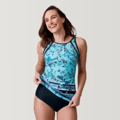 Women's Floral Paradise High Neck Tankini Top -Refined Fashion SRLSS3106PALEARUBA 2302 SS23 003