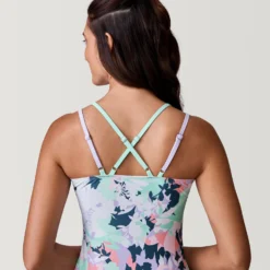 Women's Prism Floral Double Strap Cut Out Tankini Top -Refined Fashion SRLSS3107LAVENDER 2212 SS23 033