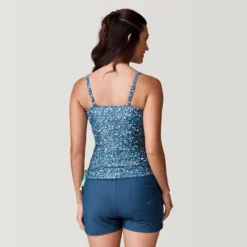 Women's Wild Flower V-Neck Tankini Top -Refined Fashion SRLSS3117TROPICALTURQ181 2212 SS23 040