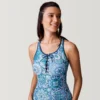 Women's Boho Medallion Lace Up Racerback Tankini Top