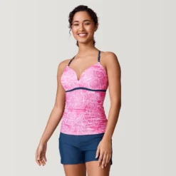 Women's Vintage Bloom Triple Strap Tankini Top