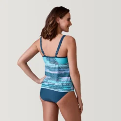 Women's Summer Haze V-Neck Blouson Tankini Top -Refined Fashion SRLSS3170TROPICALTURQ169 2302 SS23 019