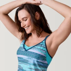 Women's Summer Haze V-Neck Blouson Tankini Top