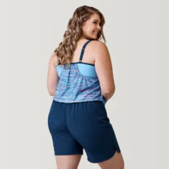 Women's Plus Size Ocean Mesh V-Neck Blouson Tankini Top -Refined Fashion SRLSS3170XSKY167 2302 SS23 026