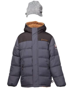 Toddler Boys' Protean Reversible Puffer Jacket With Hat 21 Toddler Boys' Protean Reversible Puffer Jacket With Hat -Refined Fashion toddler boys protean reversible puffer jacket with hat charcoal 1