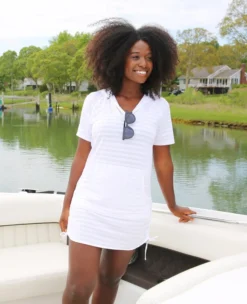 Women's V-Neck Kangaroo Cover Up -Refined Fashion womens v neck kangaroo cover up white 2